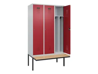 locker met bank,voor scheiding van kleding,HxBxD 2120x1200x815mm,3vak - 1
