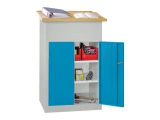 Massieve Lessenaarkast 1100/1200x700x600mm Ral 7035 Front Ral 5012 - 2