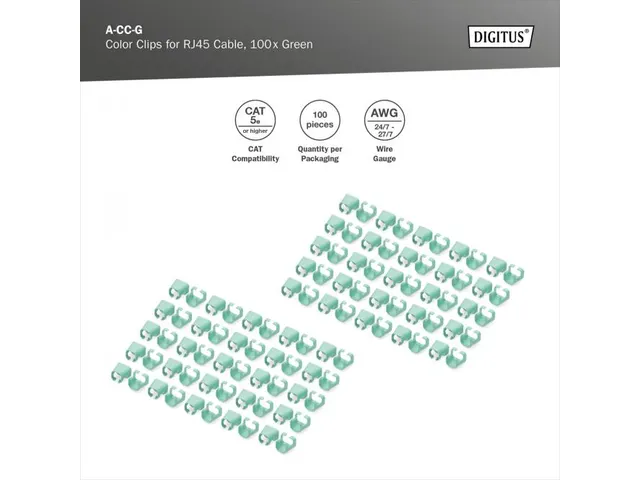 Color CLIPS FOR Patch CABLE - Green