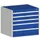 ladekast HxBxD 700x800x750mm 5laden romp RAL7035 front RAL5010