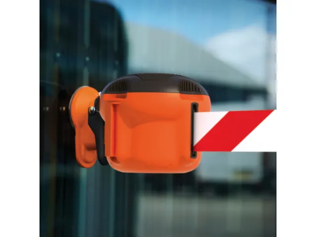 bandcassette,m. 1riem(en),LxB 9m x50mm,L 9m,riem rood/wit