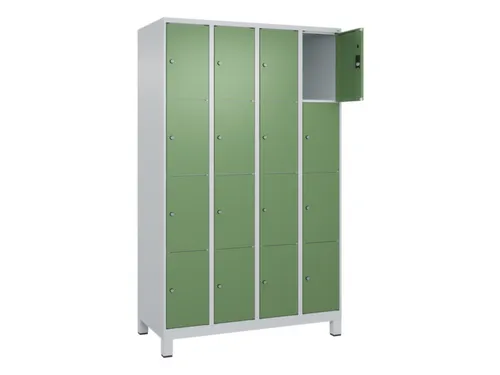lockerkast,HxBxD 1950x1200x500mm,4x4vakken,vak B 300mm,cil.-slot