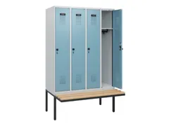 locker met bank,HxBxD 1950x1200x815mm,4vak,vak B 300mm,draaigrendel