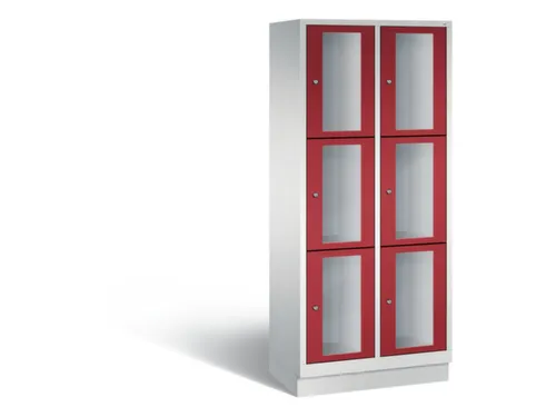 Lockerkast 1800x810x500mm 2x3 vakken Cilinderslot, Sokkel, RAL3003