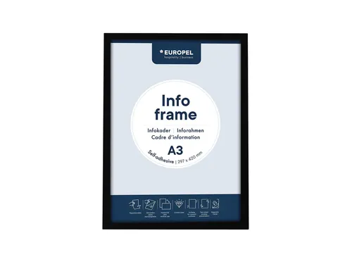Infokader Europel zelfklevend A3 zwart