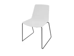 bezoekersstoel,sledeframe ronde buis donkergrijs,zitschaal PP wit