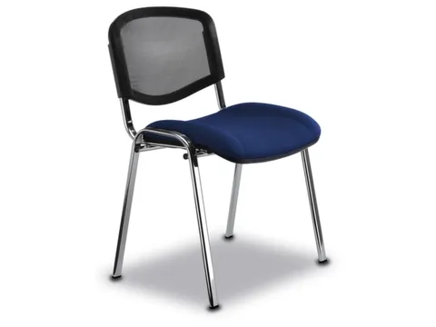 Buisstalen Stoel Zitting Donkerblauw Stof Netrug Zitting BxD 475x415mm