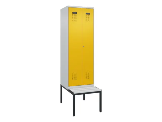 locker met bank,voor scheiding van kleding,HxBxD 2120x600x815mm,2vak