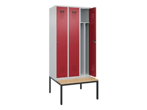 locker met bank,voor scheiding van kleding,HxBxD 2120x900x815mm,3vak