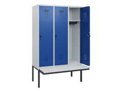 locker met bank,HxBxD 1950x1200x815mm,3vak,vak B 400mm,draaigrendel