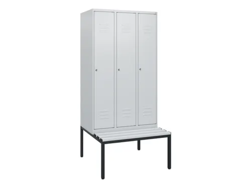 locker met bank,HxBxD 1950x900x815mm,3vak,vak B 300mm,cil.-slot