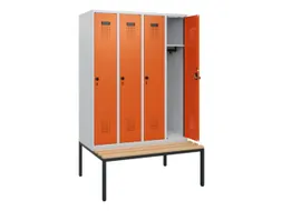 locker met bank,HxBxD 1950x1200x815mm,4vak,vak B 300mm,draaigrendel