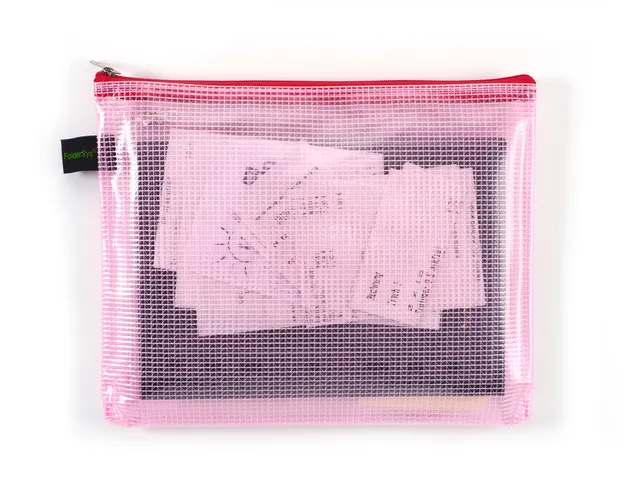 etui A5 PVC-vrij rood transparant met ritssluiting