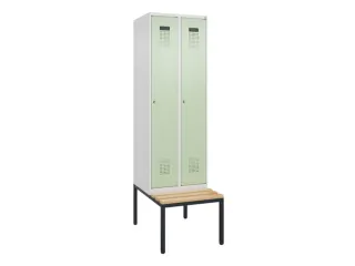 locker met bank,voor scheiding van kleding,HxBxD 2120x600x815mm,2vak - 2
