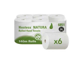 Hostess Natura handdoekrol 2-laags naturel 140m/20cm 6 rollen - 1