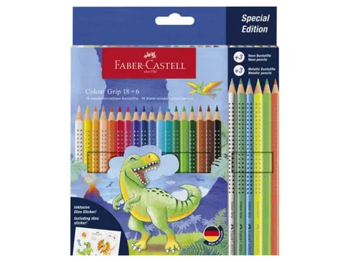 Kleurpotlood Faber-Castell Grip Dino 18 colour grip + 6 metallic grip