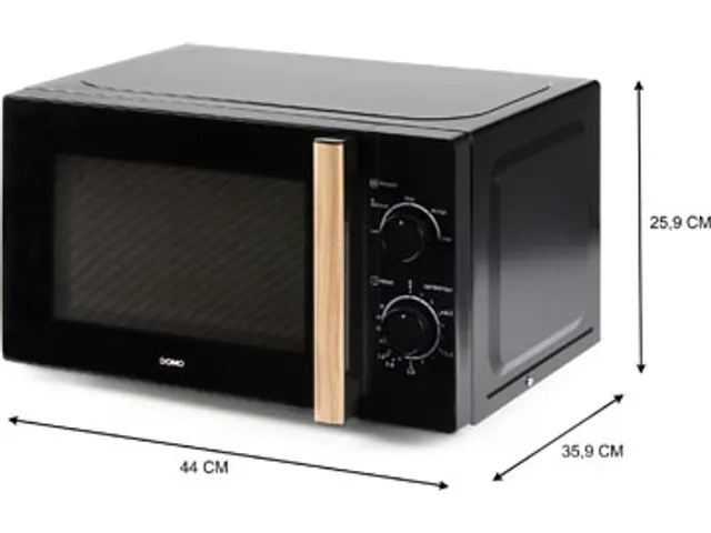 Micro-Ondes, 25,5 Cm, 20 L, Noir Avec Poignée À L'aspect Bois