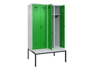 locker met bank,voor scheiding van kleding,HxBxD 2120x1200x815mm,4vak - 1