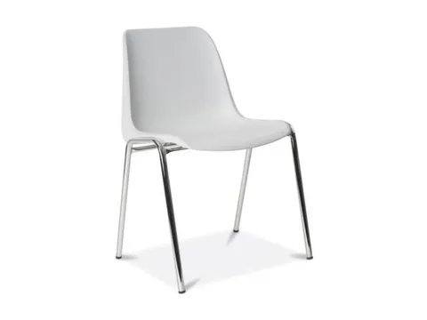 Bezoekersstoel,4Voeten Verchroomd,Zitschaal Kunststof Lichtgrijs