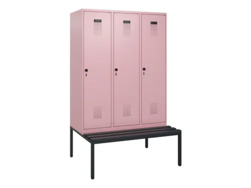 locker met bank,HxBxD 1950x1200x815mm,3vak,vak B 400mm,draaigrendel