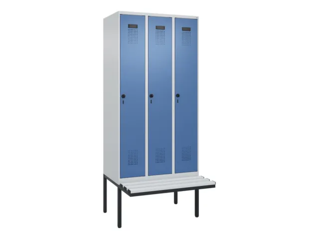 locker met bank,voor scheiding van kleding,HxBxD 2120x900x815mm,3vak