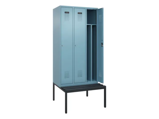 locker met bank,voor scheiding van kleding,HxBxD 2120x900x815mm,3vak