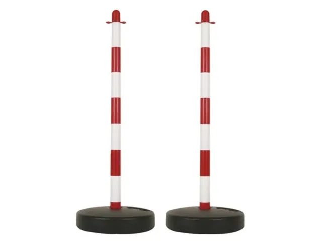 Afzetpaal Rood Wit Voor Signalisatieketting Set 2 stuks