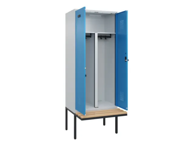 PBM-locker met bank,HxBxD 2120x800x815mm,2vak,vak B 400mm,draaigrendel