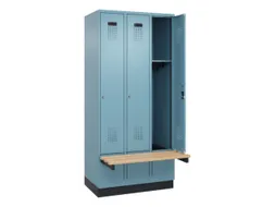 locker met bank,HxBxD 1950x900x815mm,3vak,vak B 300mm,cilinderslot