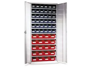 Stellingkast Met 56zichtbakken Hxbxd 1950x950x400mm Ral7035 - 1