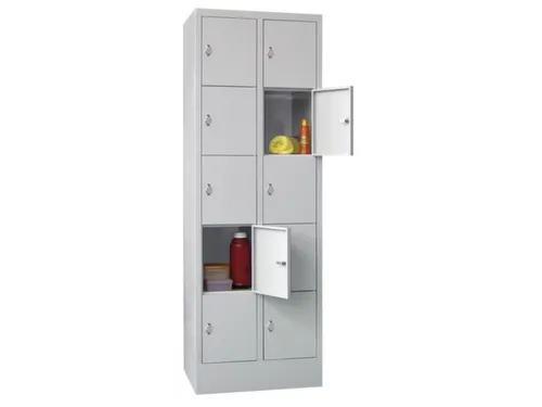 lockerkast,HxBxD 1850x600x500mm,2x5vakken,RAL7035,front RAL3000