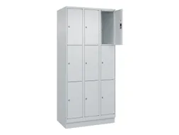 lockerkast,HxBxD 1950x900x500mm,3x3vakken,vak B 300mm,cil.-slot,sokkel