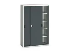 werkplaatskast 2000x1300x550mm 4xStalen bodem RAL7035 front RAL7016