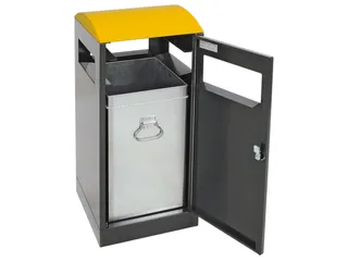afvalbak,v. buiten,40l,HxBxD 815x350x350mm,legbord,romp staal RAL7016 - 3