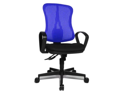 Bureaustoel Zitting Zwart Rugleuning Met Netbekleding In Blauw