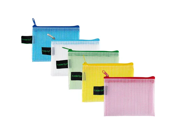 etui A7 PVC-vrij transparant blauw met ritssluiting