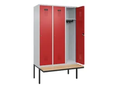 locker met bank,HxBxD 2120x1200x815mm,3vak,vak B 400mm,cilinderslot