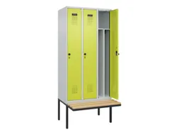 locker met bank,voor scheiding van kleding,HxBxD 2120x900x815mm,3vak