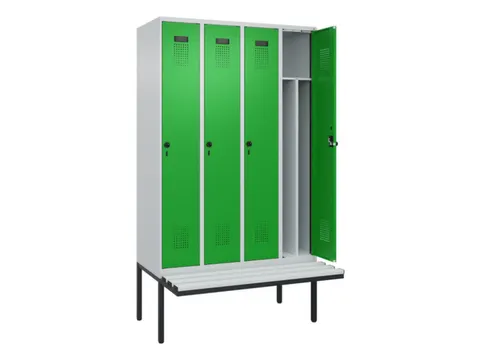 locker met bank,voor scheiding van kleding,HxBxD 2120x1200x815mm,4vak