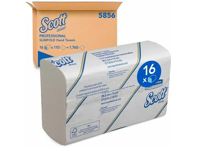 Scott 5856 Handdoeken Slimfold 1-laags M-vouw Wit 16x110st