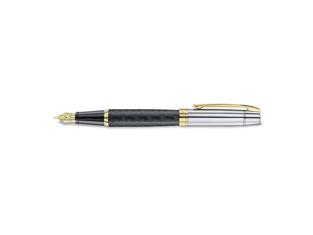 Vulpen Sheaffer 300 E9347 F Engraved matt black shiny chrome cap