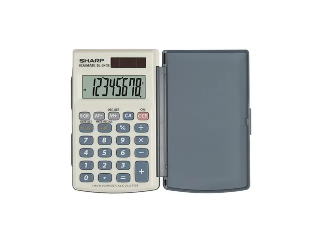 Calculator Sharp-EL243EB grijs-blauw pocket