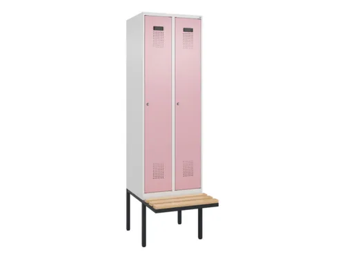 locker met bank,voor scheiding van kleding,HxBxD 2120x600x815mm,2vak