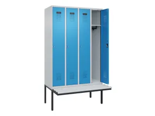 locker met bank,HxBxD 2120x1200x815mm,4vak,vak B 300mm,cilinderslot - 1