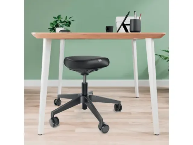 Zitkruk Leitz Ergo met wieltjes en comfortzitting 600x460x600mm zwart