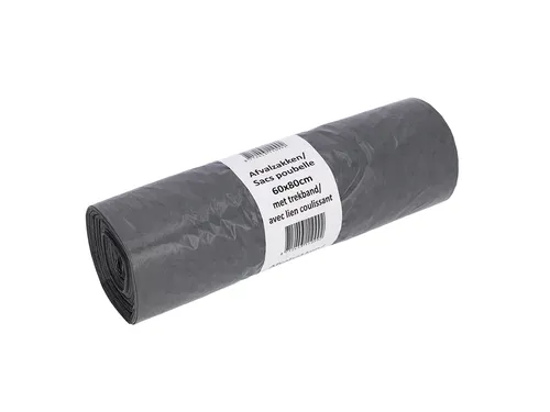 Afvalzak Cleaninq 60x80cm LDPE recycled T30 60 Liter trekband grijs