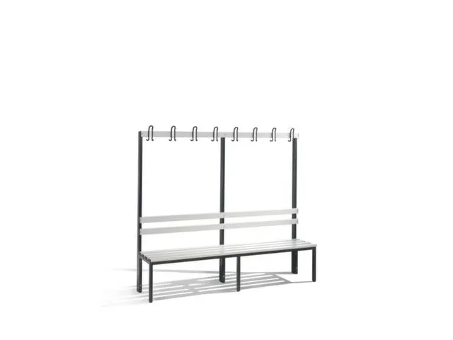 Omkleedbank L 1960Mm Pvc-Zitlatten Enkelzijdige Hakenlijst Ral7021