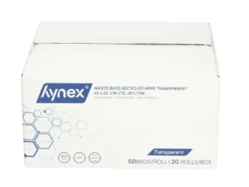 Afvalzak Hynex 45x50cm HDPE recycled T15 20L transparant rol à 50 stu