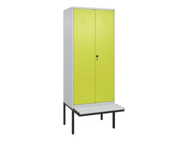PBM-locker met bank,HxBxD 2120x800x815mm,2vak,vak B 400mm,draaigrendel