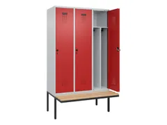 locker met bank,voor scheiding van kleding,HxBxD 2120x1200x815mm,3vak